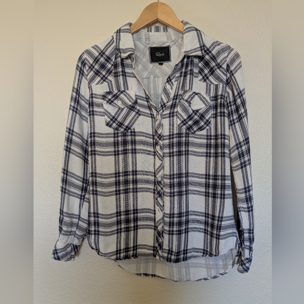 🆕 Rails Navy and White Plaid Button Down Shirt
